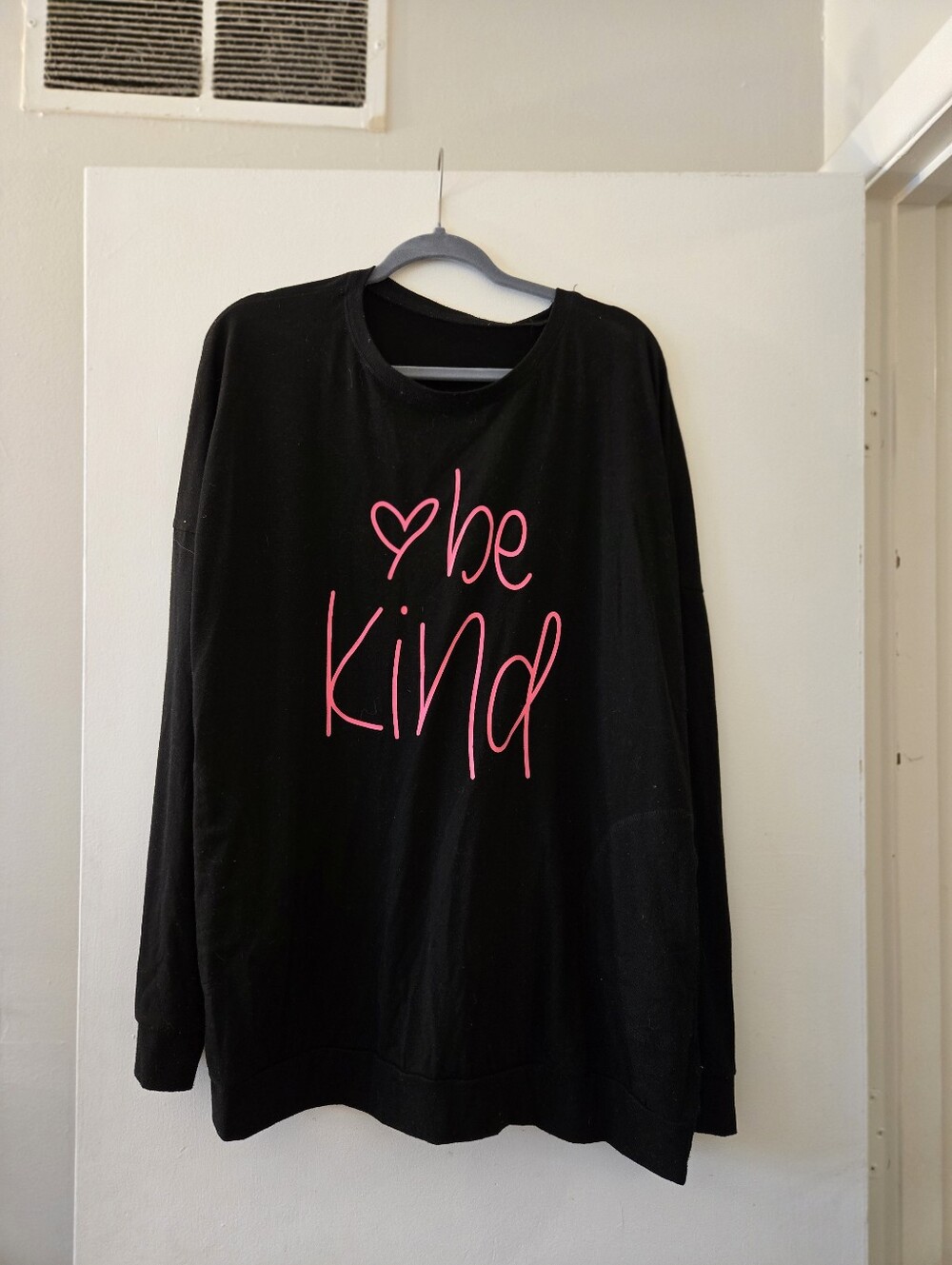 Black Shirt with Pink "Be Kind" Script